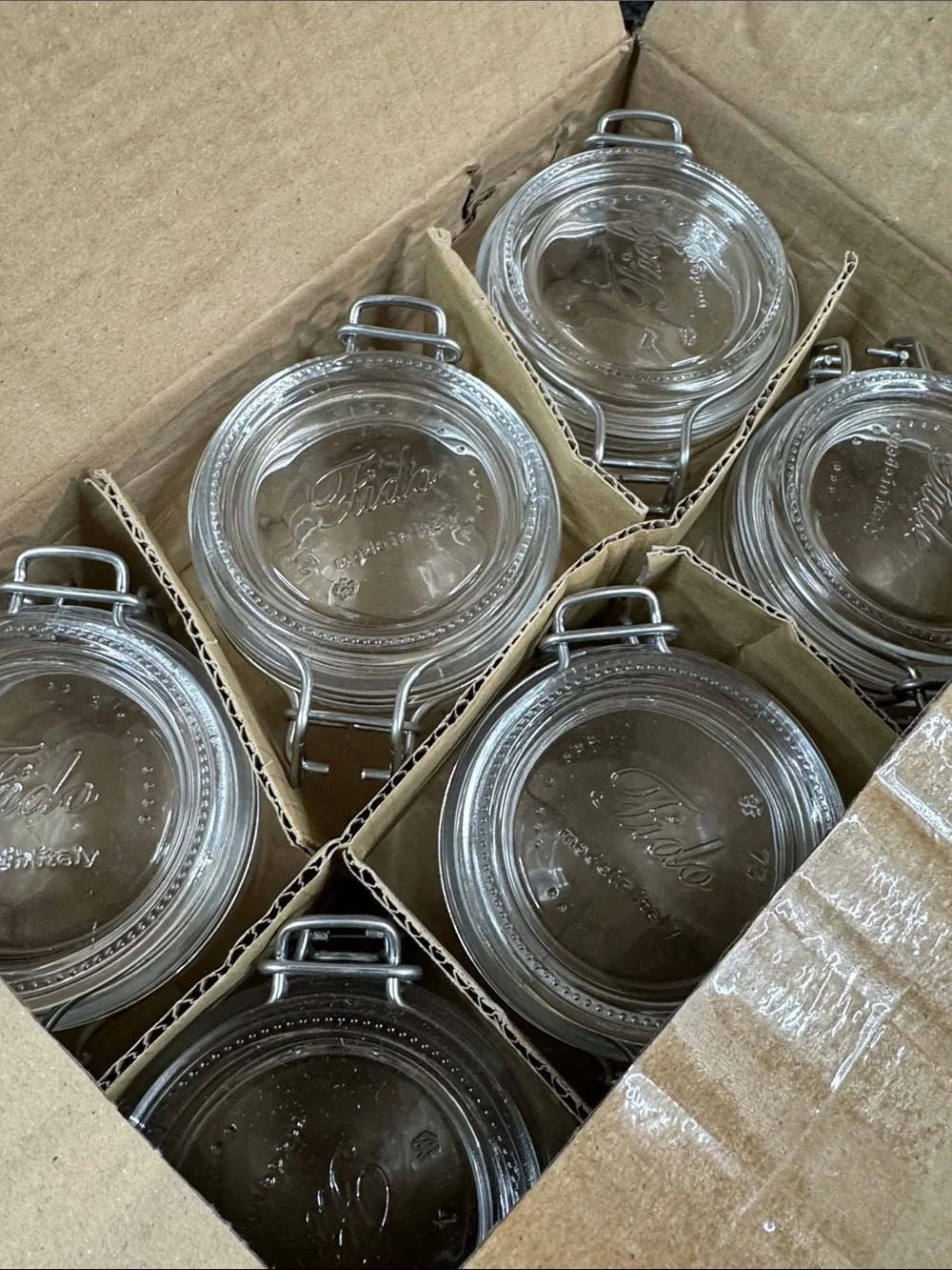 Luigi Bormioli Clear Clip-Top Glass Jar with Embossed Lid 4.25 oz